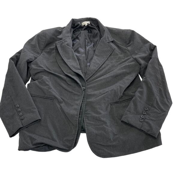 Moon River Jacket Womens Large Grey Pin Striped Double Layer Twill Button Blazer - Picture 2 of 12